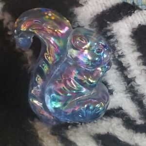Vintage Boyd Iridescent Blue Sammy The Squirrel Hand Painted 3"